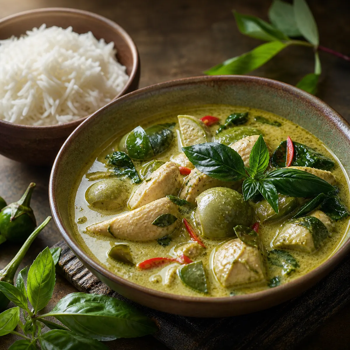 Тайское зелёное карри с курицей
