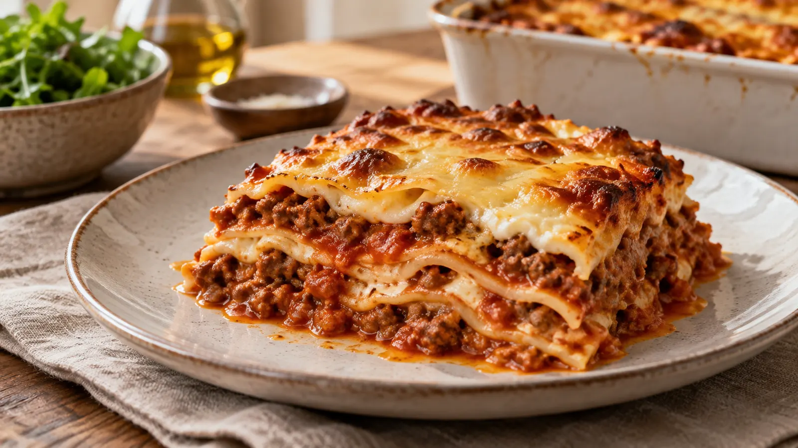 Лазанья с говяжьим фаршем и соусом бешамель