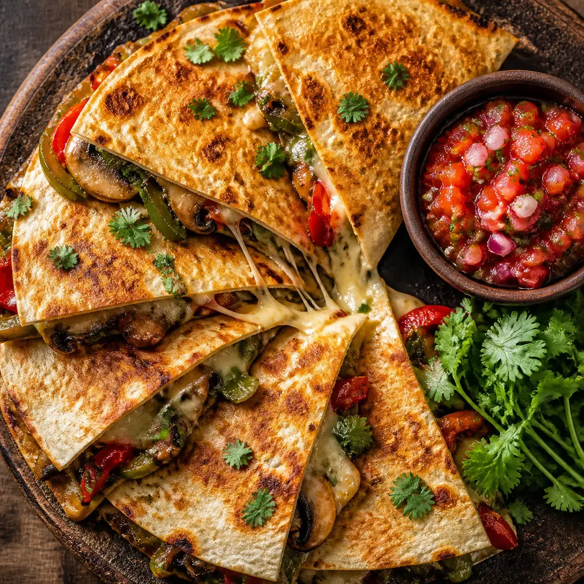Кесадилья с сыром и грибами