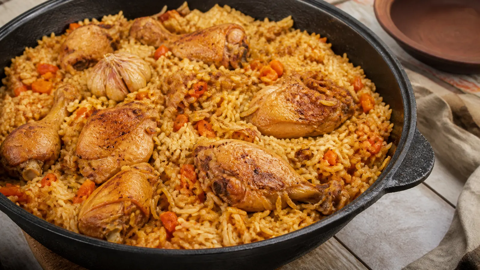Узбекский плов с курицей в казане